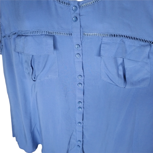 Reitmans Button Down Blouse, Periwinkle, 22 - Picture 3 of 8